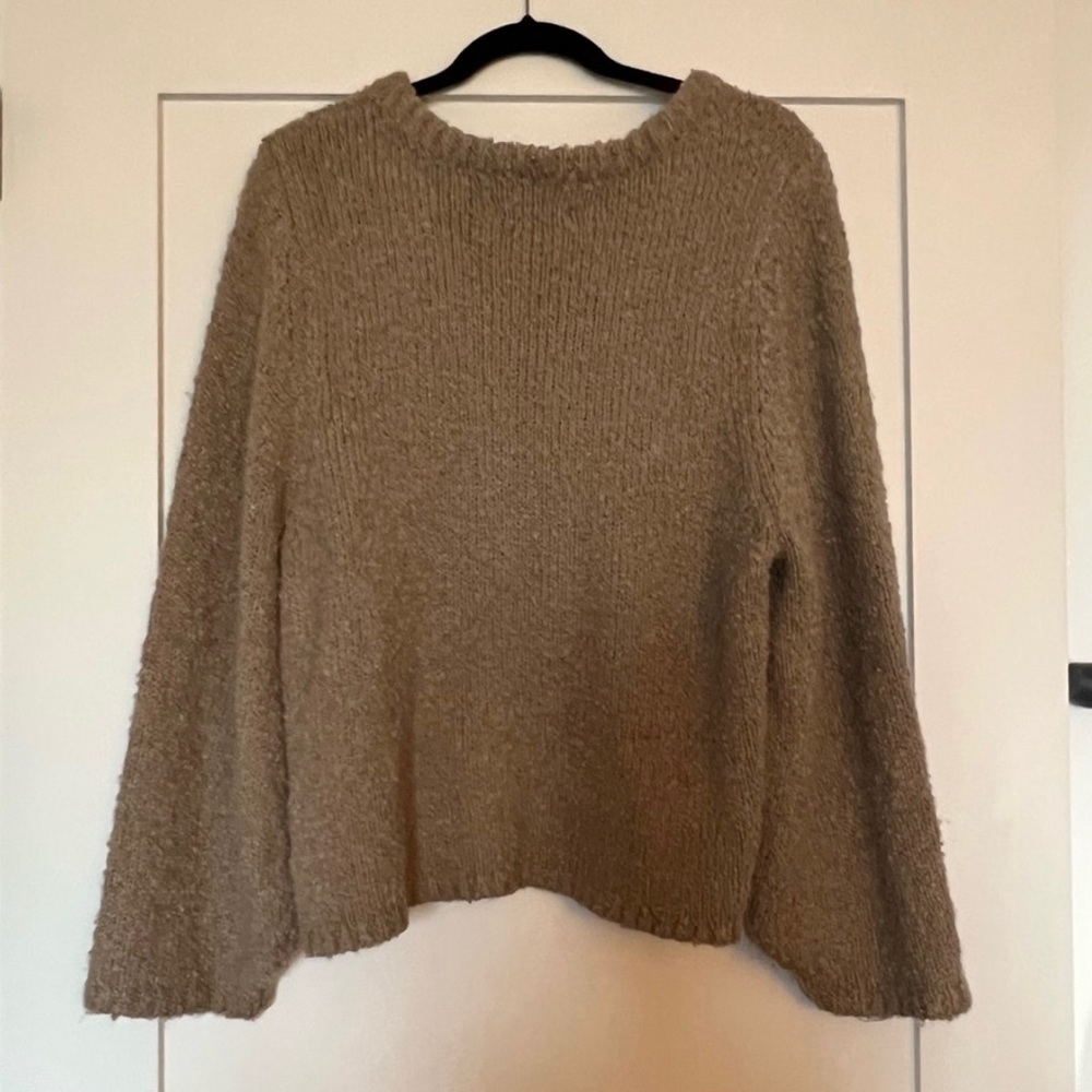 Oak + Fort Tan Oversized Crew/Scoopneck Sweater